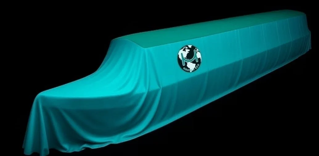 A Mahulu narrowboat under wraps ahead of its reveal