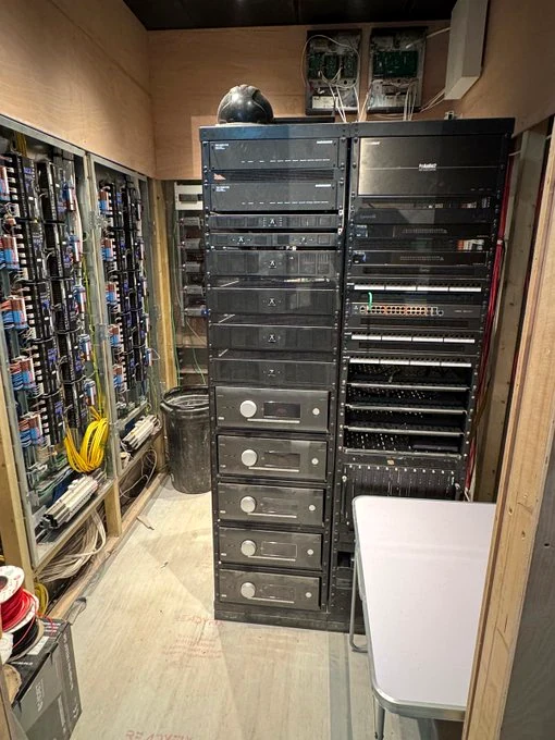 AV and network equipment racks from the Liverpool installation
